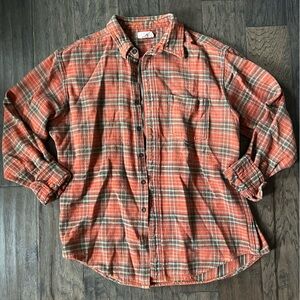 J.Crew Orange Plaid Heavyweight Button Down Shirt Unisex Mens L